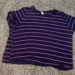Basic blue with pink stripes crop top!